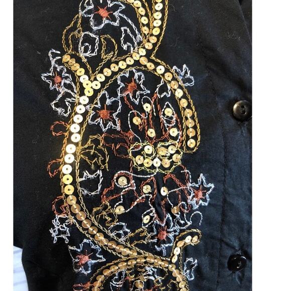 NWT Coldwater Creek embroidery & sequence  black button down size XS - Picture 5 of 11